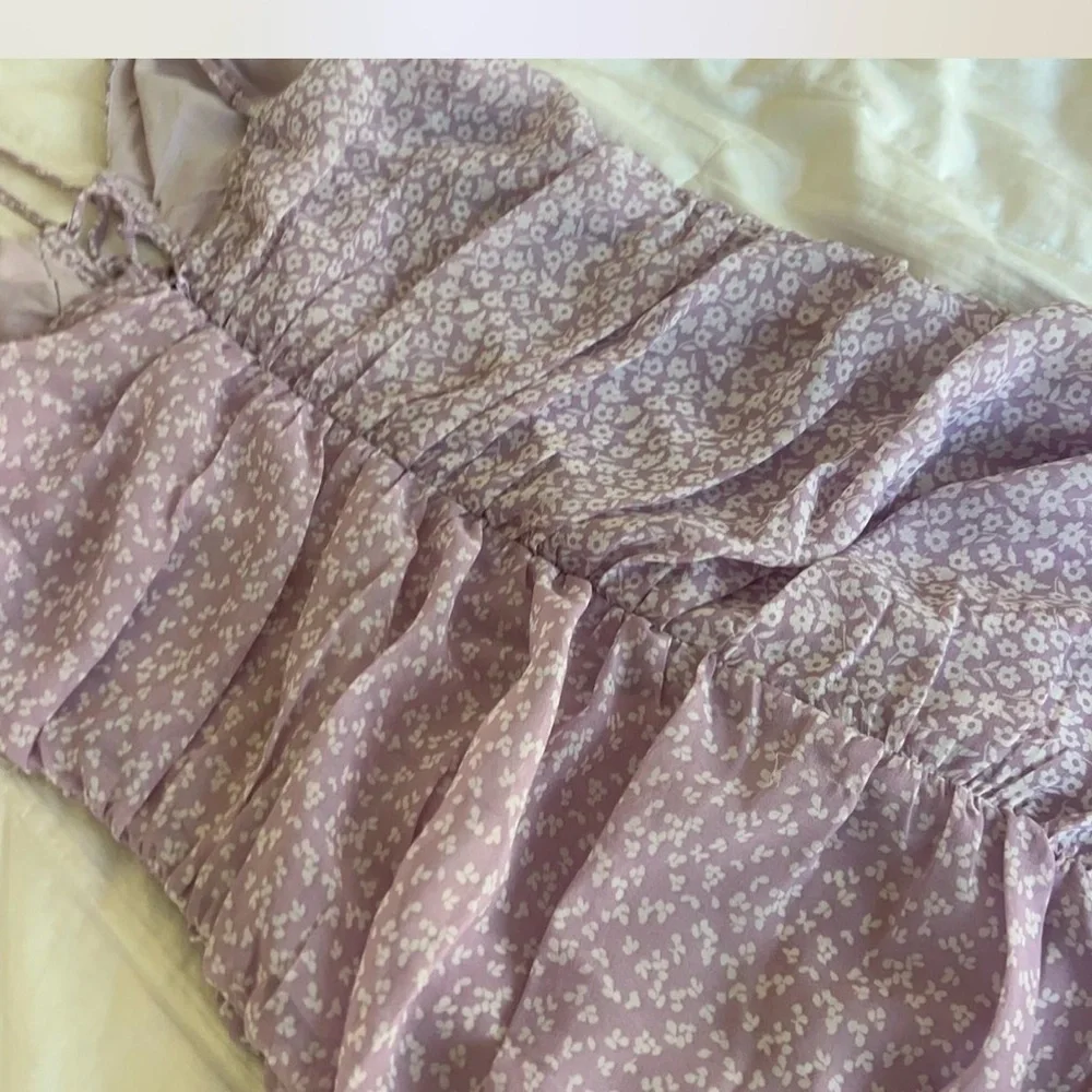 Cotton Candy Lilac Floral Mini Dress - Picture 2 of 7